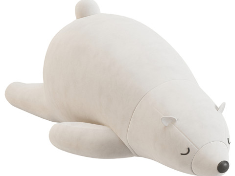 Sleeping Polar Bear Plush Toy 3D Model