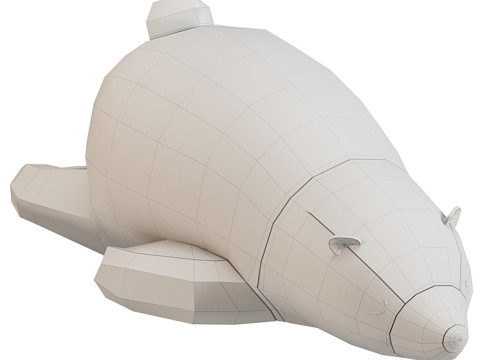 Sleeping Polar Bear Plush Toy 3D Model