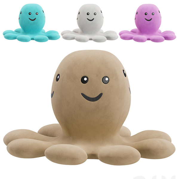 Smile Plush Toy 3D Model .c4d .max .obj .3ds .fbx .stl .blend