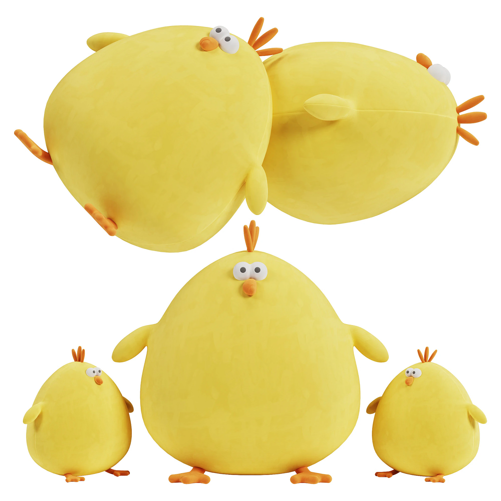 Soft Chick Dolls Plush Toys 3D Model .c4d .max .obj .3ds .fbx .stl .blend 