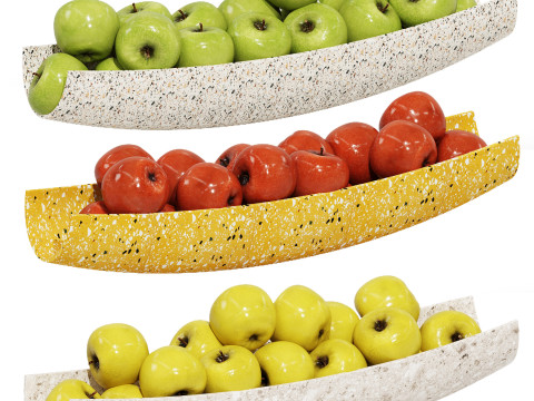 Terrazzo Bowl with Yellow Green and Red Apples Modèle 3D