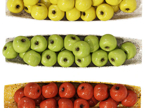 Terrazzo Bowl with Yellow Green and Red Apples 3D Model