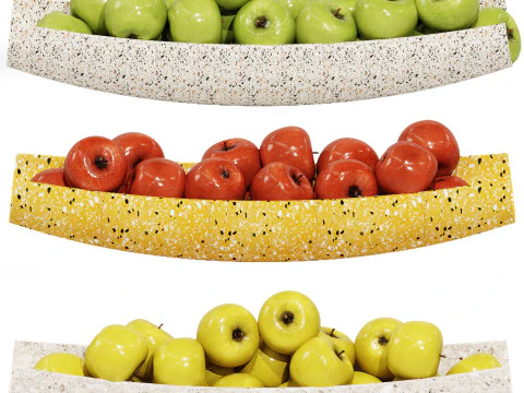 Terrazzo Bowl with Yellow Green and Red Apples 3D Model