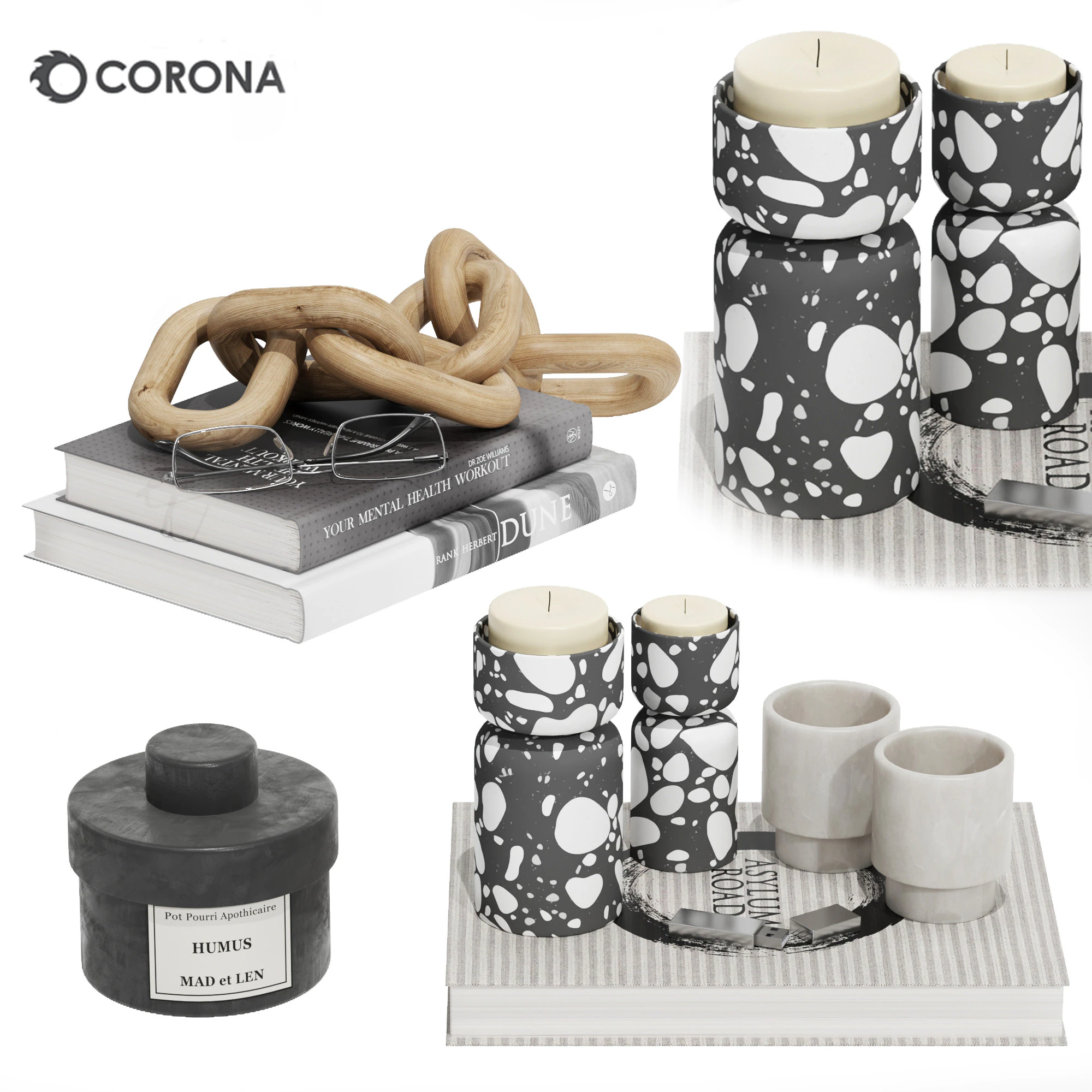 Decorative set-08 3D Model .c4d .max .obj .3ds .fbx .stl .blend 