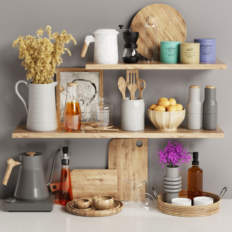 Kitchen decore set 3D Model .c4d .max .obj .3ds .fbx .stl .blend