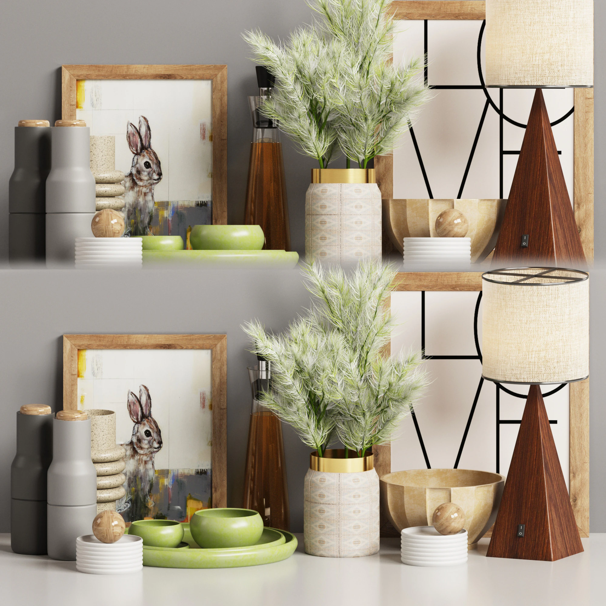 Decorative set 01 3D Model .c4d .max .obj .3ds .fbx .stl .blend 