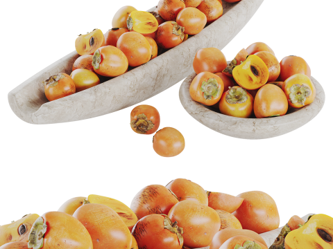 Low Bowl Centerpiece with Persimmons 3D Modell
