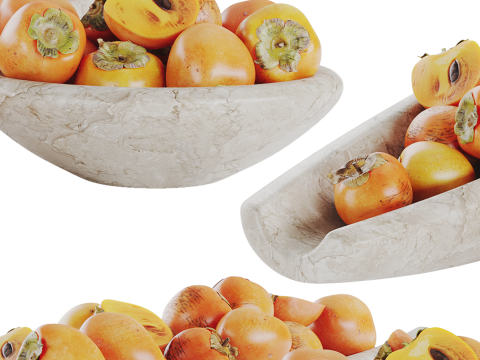 Low Bowl Centerpiece with Persimmons 3D Modell