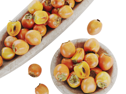 Low Bowl Centerpiece with Persimmons 3D Modell