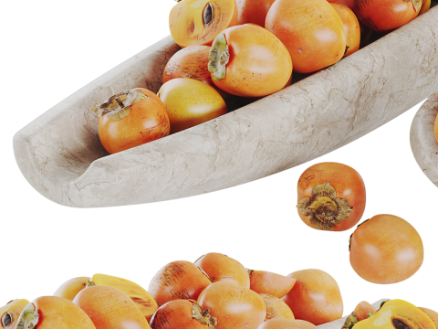Low Bowl Centerpiece with Persimmons 3D Modell