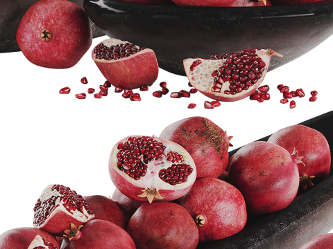 Low Bowl Centerpiece with Pomegranates 3D 模型