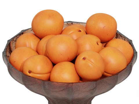 Low Glass Bowl Centerpiece with Apricots 3D Model