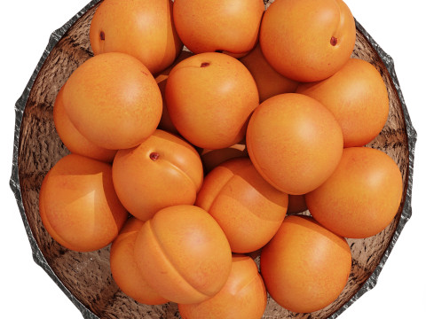 Low Glass Bowl Centerpiece with Apricots 3D Model