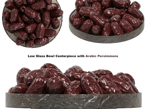Low Glass Bowl Centerpiece with Arabic Persimmons Modello 3D