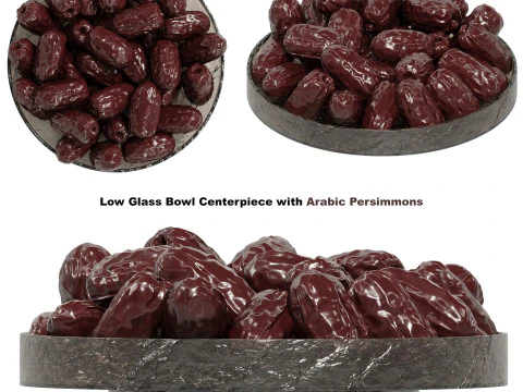 Low Glass Bowl Centerpiece with Arabic Persimmons 3D Model