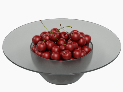 Low Glass Bowl Centerpiece with Cherrys 3D 模型