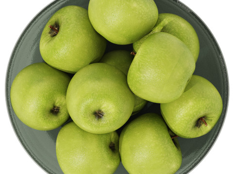 Low Glass Bowl Centerpiece with Green Apples 3D Modell