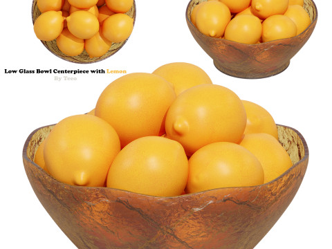 Low Glass Bowl Centerpiece with Lemon 3D 모델