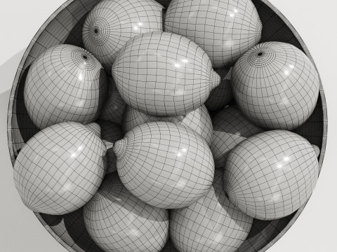 Low Glass Bowl Centerpiece with Lemon Modelo 3D
