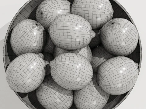 Centrotavola Ciotola Bassa in Vetro con Limone Modello 3D