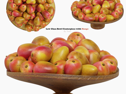 Low Glass Bowl Centerpiece with Mango 3D 모델