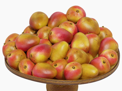 Low Glass Bowl Centerpiece with Mango 3D Model