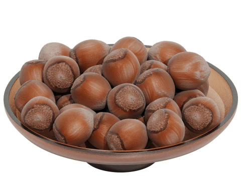 Low Glass Bowl Centerpiece with Nuts 3D Model