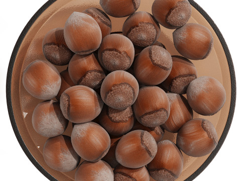Low Glass Bowl Centerpiece with Nuts Model 3D