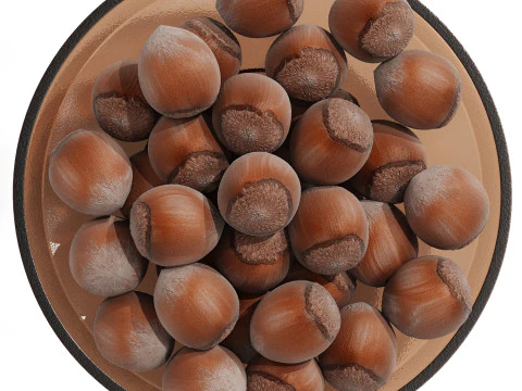 Low Glass Bowl Centerpiece with Nuts 3D Model