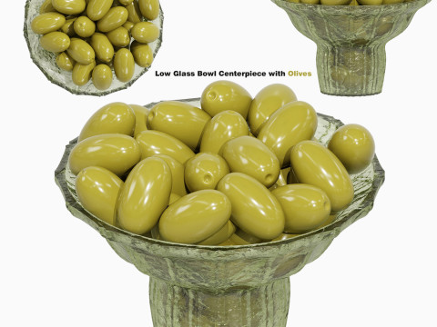 Low Glass Bowl Centerpiece with Olives Model 3D