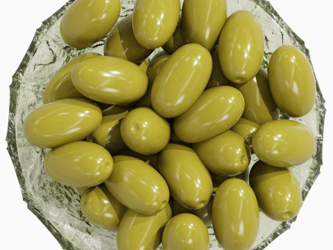 Low Glass Bowl Centerpiece with Olives Modelo 3D