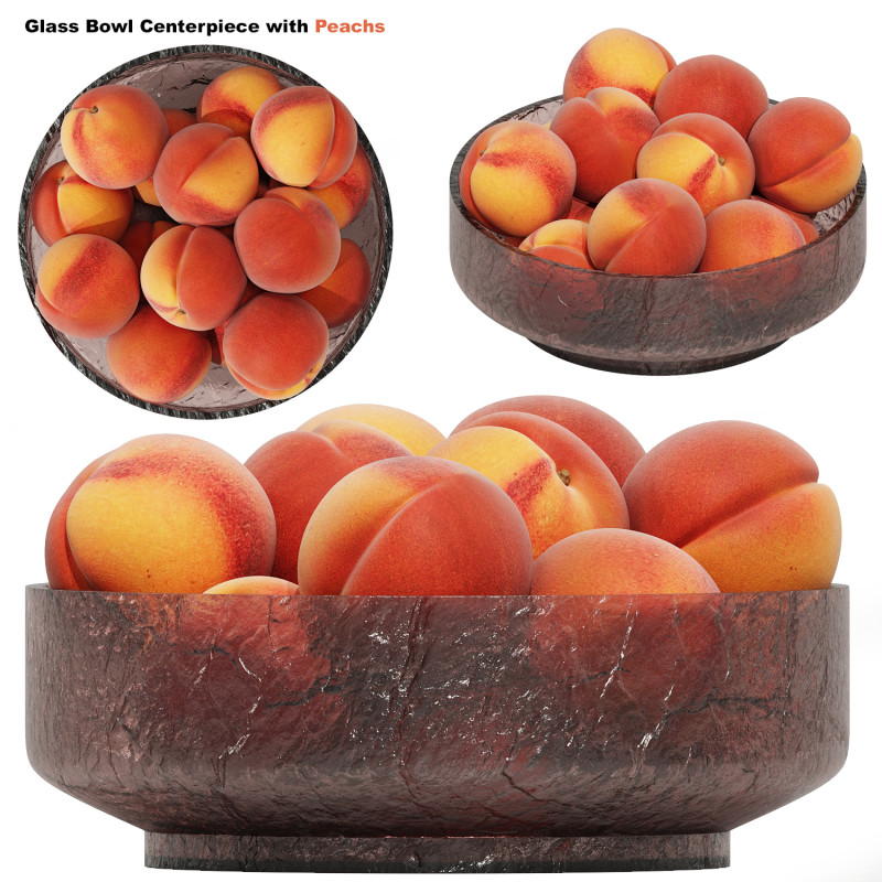 Glass Bowl Centerpiece with Peachs 3D 模型 .c4d .max .obj .3ds .fbx .stl .blend 