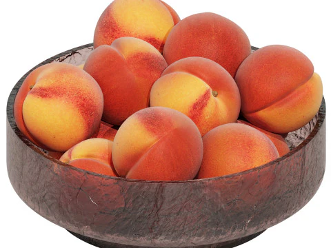 Glass Bowl Centerpiece with Peachs 3D Model