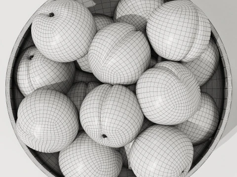 Glass Bowl Centerpiece with Peachs 3D Model