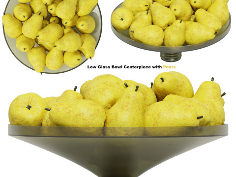 Low Glass Bowl Centerpiece with Pears Model 3D