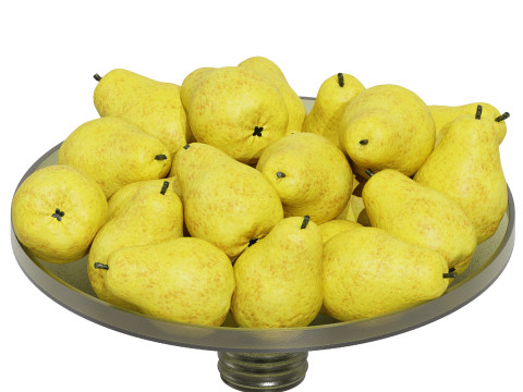 Low Glass Bowl Centerpiece with Pears 3Dモデル