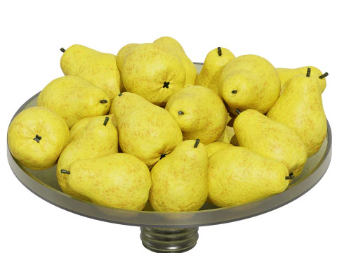 Low Glass Bowl Centerpiece with Pears 3D Model