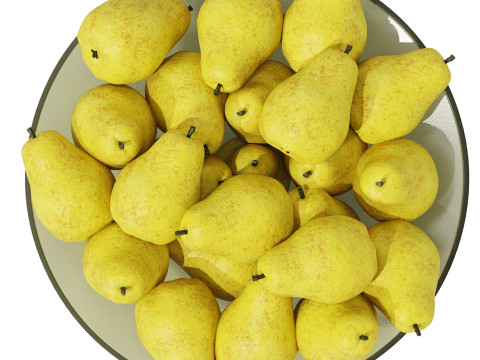 Low Glass Bowl Centerpiece with Pears 3Dモデル