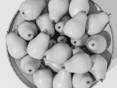Low Glass Bowl Centerpiece with Pears 3Dモデル