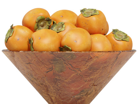 Low Glass Bowl Centerpiece with Persimmons 3D Modell
