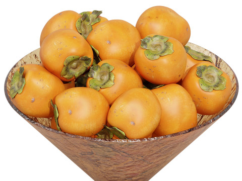 Low Glass Bowl Centerpiece with Persimmons 3D Modell