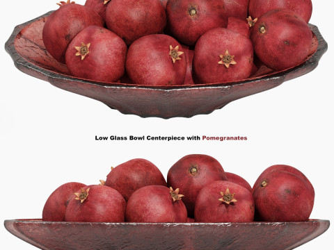 Low Glass Bowl Centerpiece with Pomegranates 3D 模型