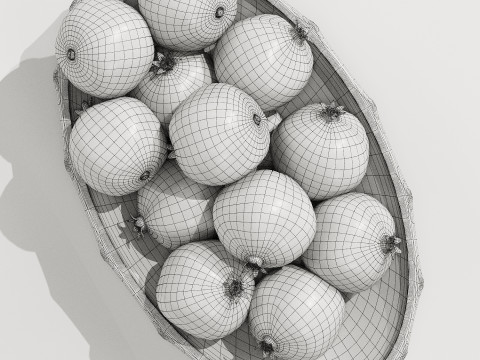 Low Glass Bowl Centerpiece with Pomegranates Modello 3D
