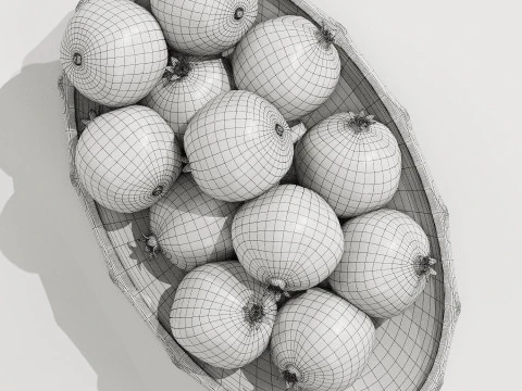 Low Glass Bowl Centerpiece with Pomegranates 3D Model