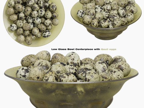 Low Glass Bowl Centerpiece with Qauil eggs 3D 模型