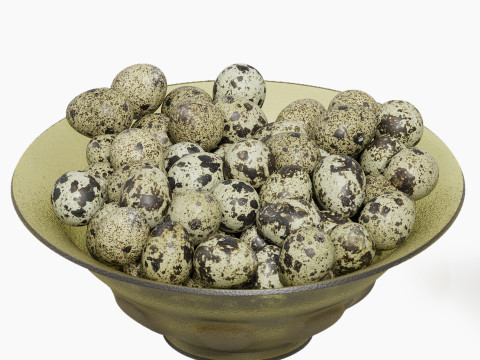 Low Glass Bowl Centerpiece with Qauil eggs 3D Model