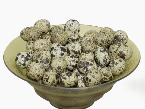 Low Glass Bowl Centerpiece with Qauil eggs 3D Model