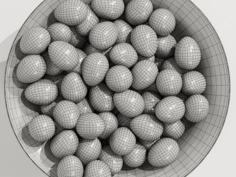 Low Glass Bowl Centerpiece with Qauil eggs 3D Model