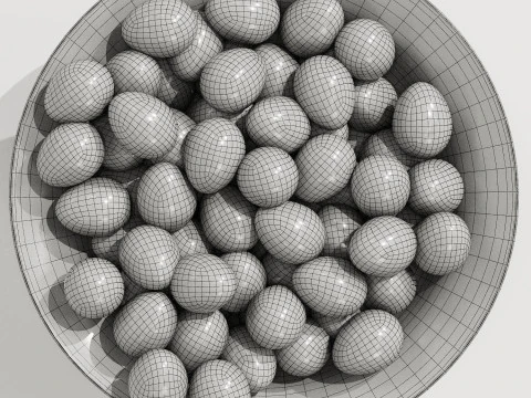 Low Glass Bowl Centerpiece with Qauil eggs 3D Model