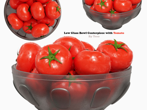 Low Glass Bowl Centerpiece with Tomatos 3D 模型